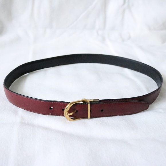 Bally Vintage Maroon/Black Reversible Leather Belt